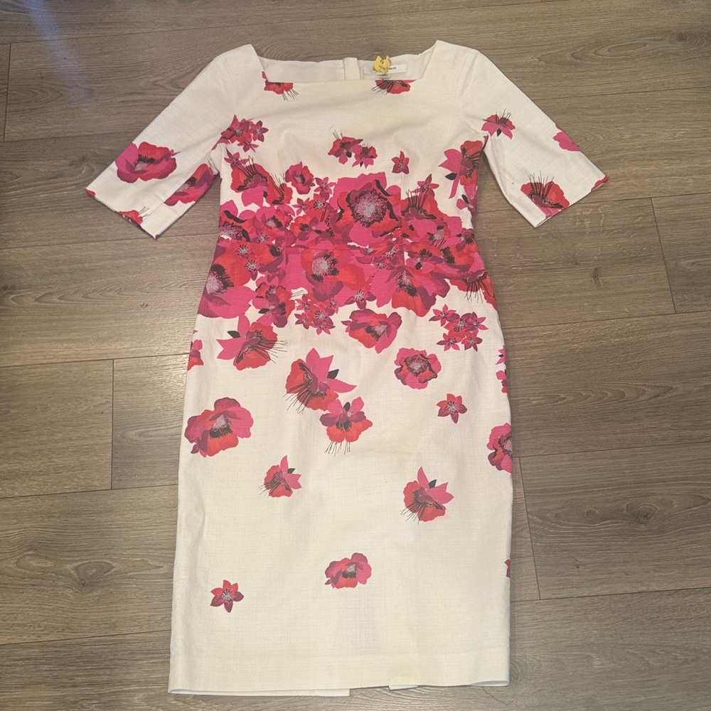 LK Bennett Pink and Cream Floral Midi Dress